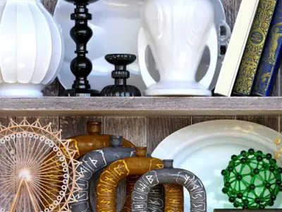 ShelfDecor bookcase with vases and pots 3D model