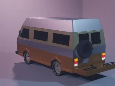 Retro Caravan Low Poly Low-poly 3D model
