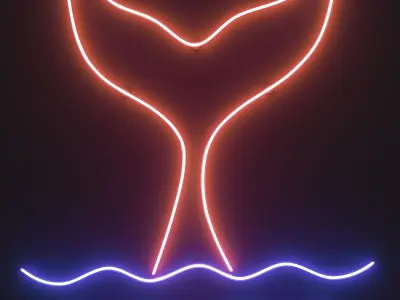 Neon Set 5 whale tail in water 3D model