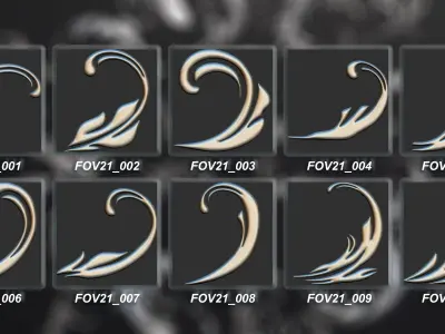 94 Ornamental Elements Brush Alpha 3D Model Vol 21 3D model