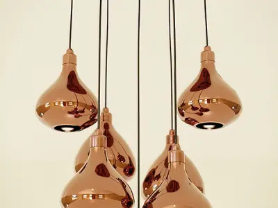 Copper Mirror Ball Pendant Light 3D model