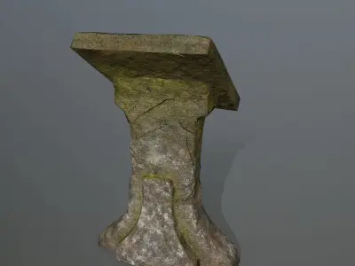lectern old stone bench Low-poly 3D model