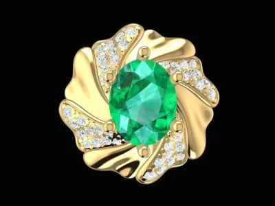 Elegant Twisted Petal Gemstone Pendant  295 3D print model