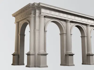Arch in classical Doric Denticulated order With Pedestal Vignola 3D model