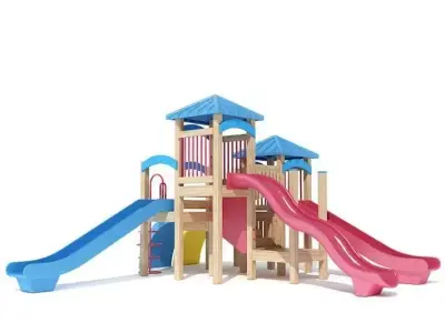 Kid s Playhouse Magenta And Blue 3D model