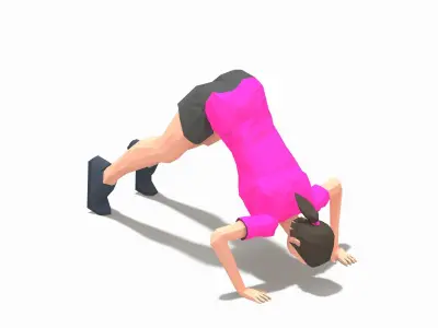 Pike Push Ups Exercise Woman Animation Low-poly 3D model