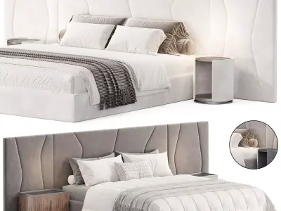 Rossio Beige Double Bed 3D model