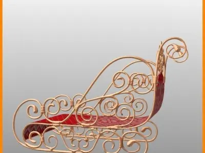 Sleigh ornate chair with cushion 3D model