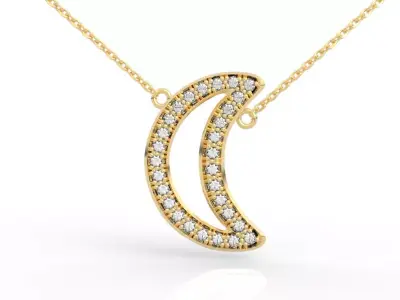 Stunning Crescent Moon Diamond Pendant 3D print model