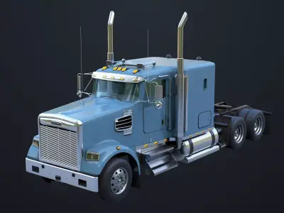 Heavy Truck Chassis 07 Cyan and Grey All PBR Textures Low-poly 3D model