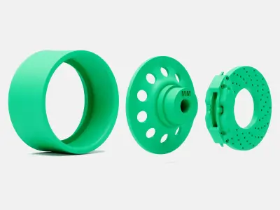 15x8 American Racing Gold Nugget Wheel and Brake 3D print model