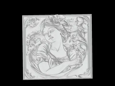 Romantic Woman 3D Relief 3D print model