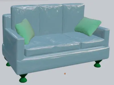 Luxury Leather Sofa 3D Model 3D model