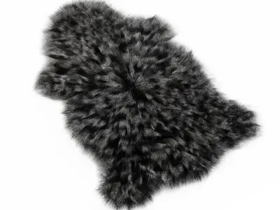Bedside Sheepskin Rug Fur 02 3D model