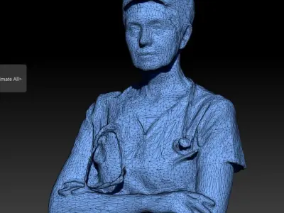 Adult surgical nurse in red uniform 144 Low-poly 3D model