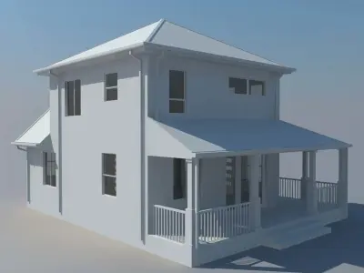 House with porch Free 3D model
