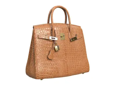 Hermes Birkin Bag Brown Alligator Low-poly 3D model