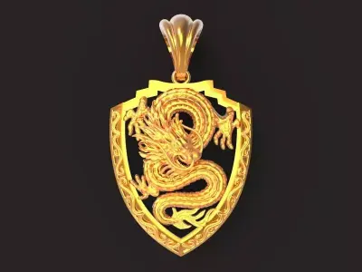 dragon-01 gold pendant with dragon 3D print model
