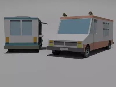 Ice Cream Van Low Polly  Low-poly 3D model