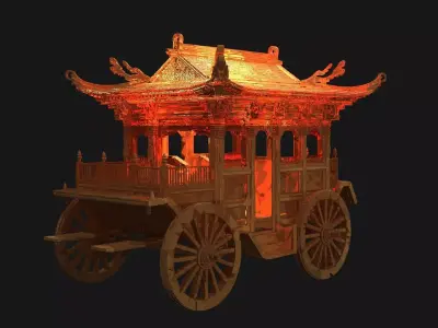 Chinese ancient  carriage   Low-poly 3D model by aceimagedesign-1