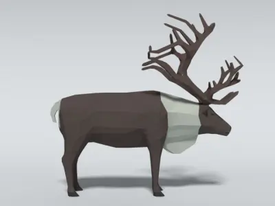 Low Poly Cartoon Reindeer  Low-poly 3D model