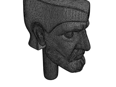 Ancient Philosopher Stone Head Bust Low-poly 3D model