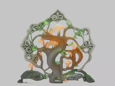Fantasy Golden Emblem Low-poly 3D model