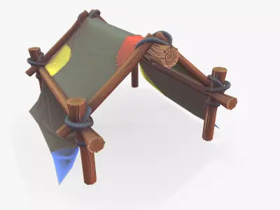 Stylized Tent Low-poly 3D model