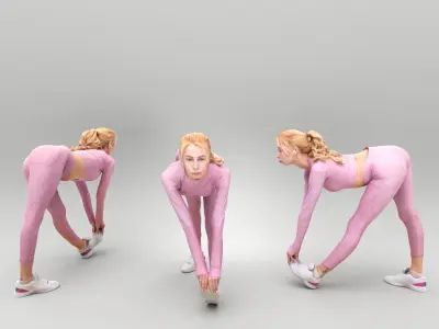 Sporty young woman in tracksuit training 383 Low-poly 3D model