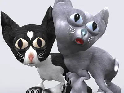 3DRT - Toonpets Cats Low-poly 3D model