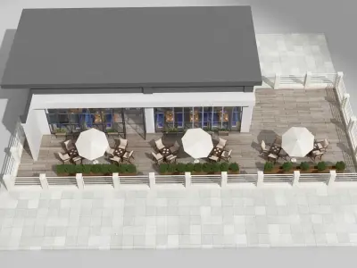 Coffee  garden restaurant modern decoration  very Clean scene 3D model