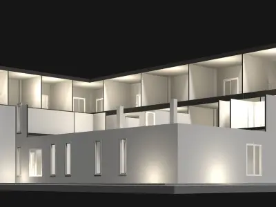 Home office in cutaway section 25-09 3D model