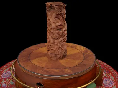 Chinese wood carving column  3D model