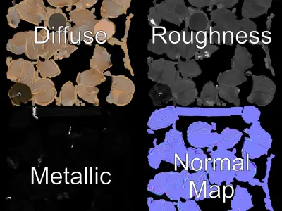 Elegant Metal Lotus Sculpture Model Pack Low-poly 3D model