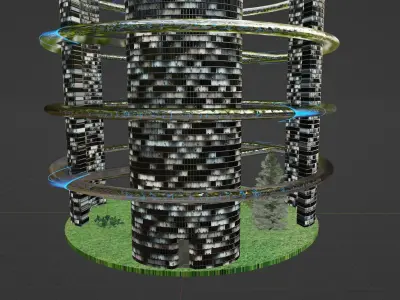 Skyscraper of the future on self-sustainment 3D model