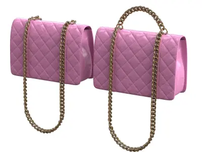 Vintage Flap Bag Aged Calfskin Pink Low-poly 3D model