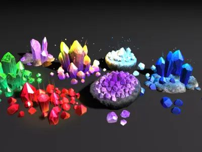 PBR Crystals Pack Free 3D model