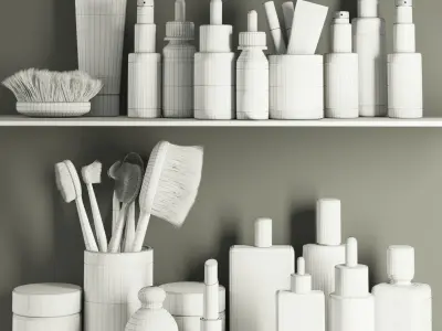 3dasset skincare products shelf 3D model