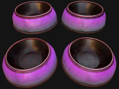 Bowl Packaging Dry Cereal Food for Pet Dog and Cat Pack Low-poly 3D model