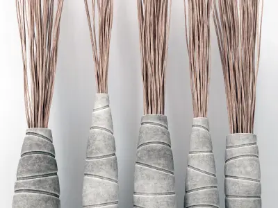 Vase concrete branch decor n7 3D model