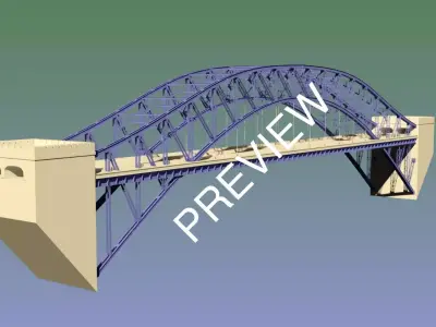 Steel Suspension Bridge obj dwg sat 3D model