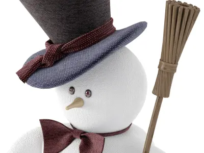 Snowman and wooden christmas tree 2 3D model