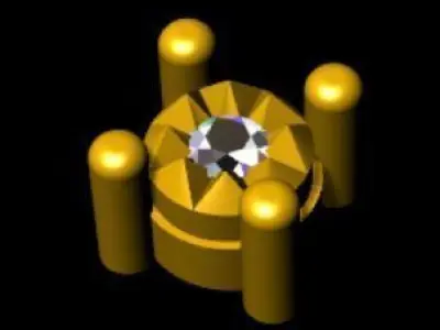 Quallet golden cross with diamonds in center Free 3D print model