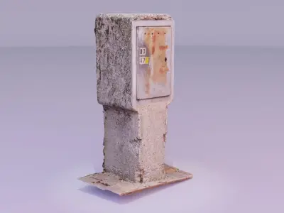 Old phone cabinet high-poly 3D model