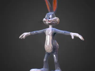Low Polygon Art Bugs Bunny spring easter rabbit Low-poly 3D model