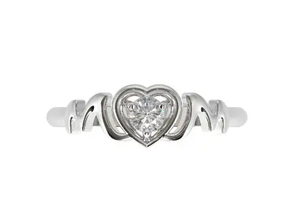 Ring mom heart 4 mm gem 3D print model