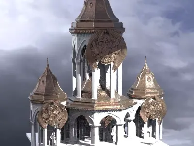 Steampunk Medieval Tower 2 Towers  3D model