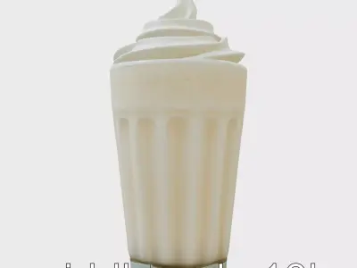 Retro Milkshake Glass with Whipped Cream model pack Low-poly 3D model