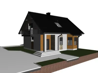 simple house model with gable roof 3D model