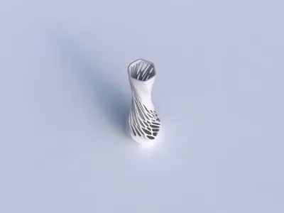 Vase twisted larger opening hexagon with organic lattice half... 3D print model